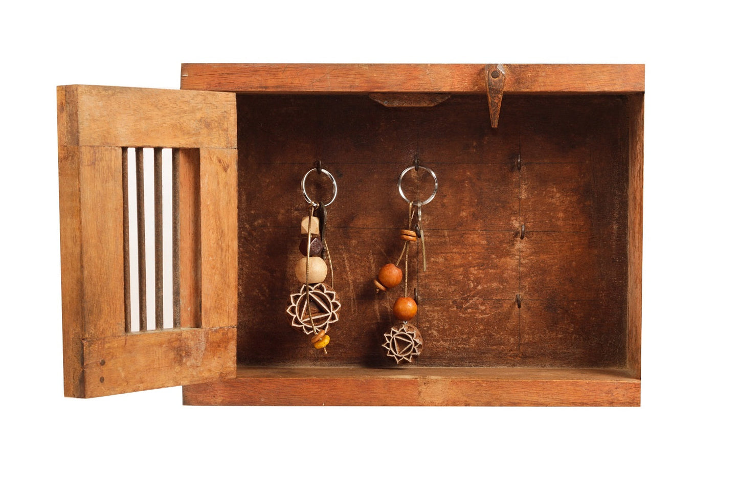Hand Carved Wooden Keyring Mandala Beige