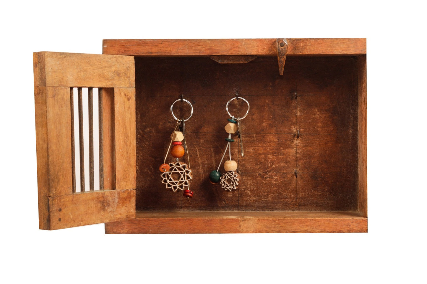 Hand Carved Wooden Keyring Mandala Rust