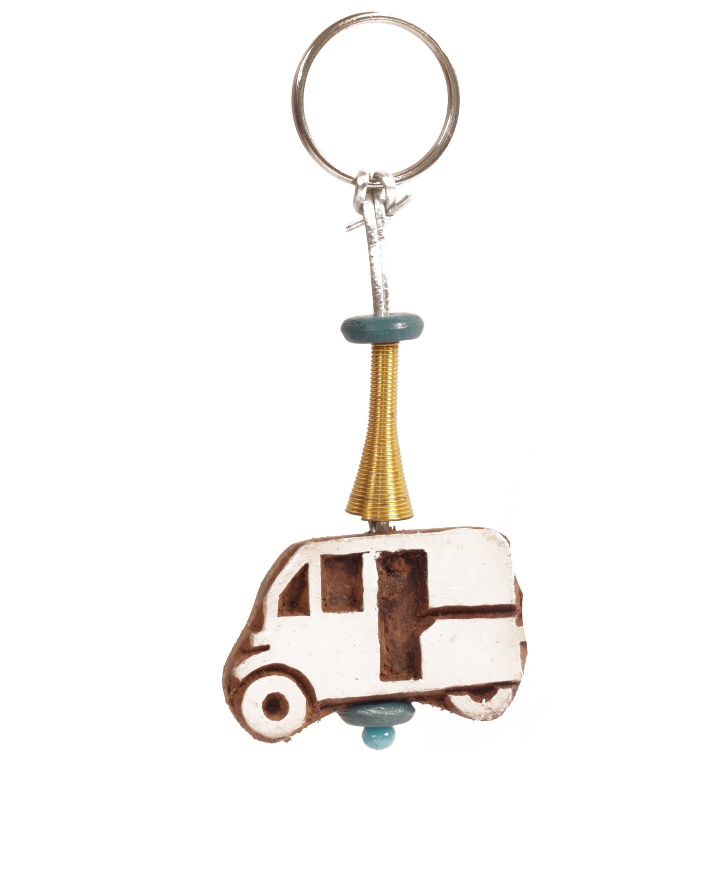 Hand Carved Wooden Keyring Autorickshaw