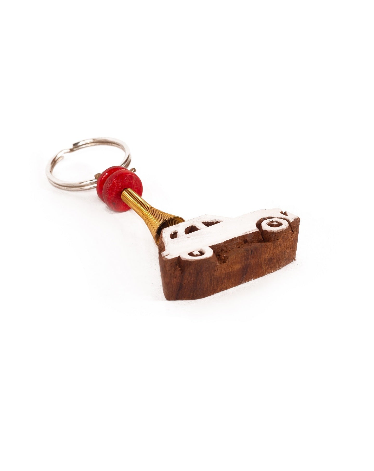 Hand Carved Wooden Keyring Car