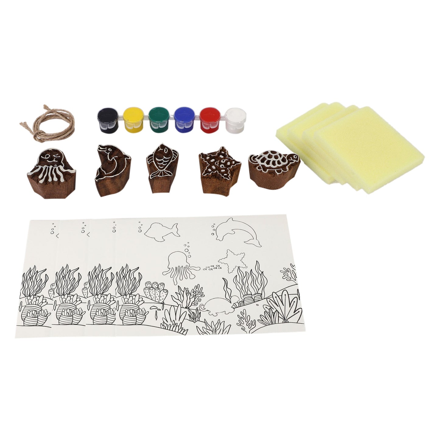 DIY Wooden Block Printing Craft kit Sea Animal