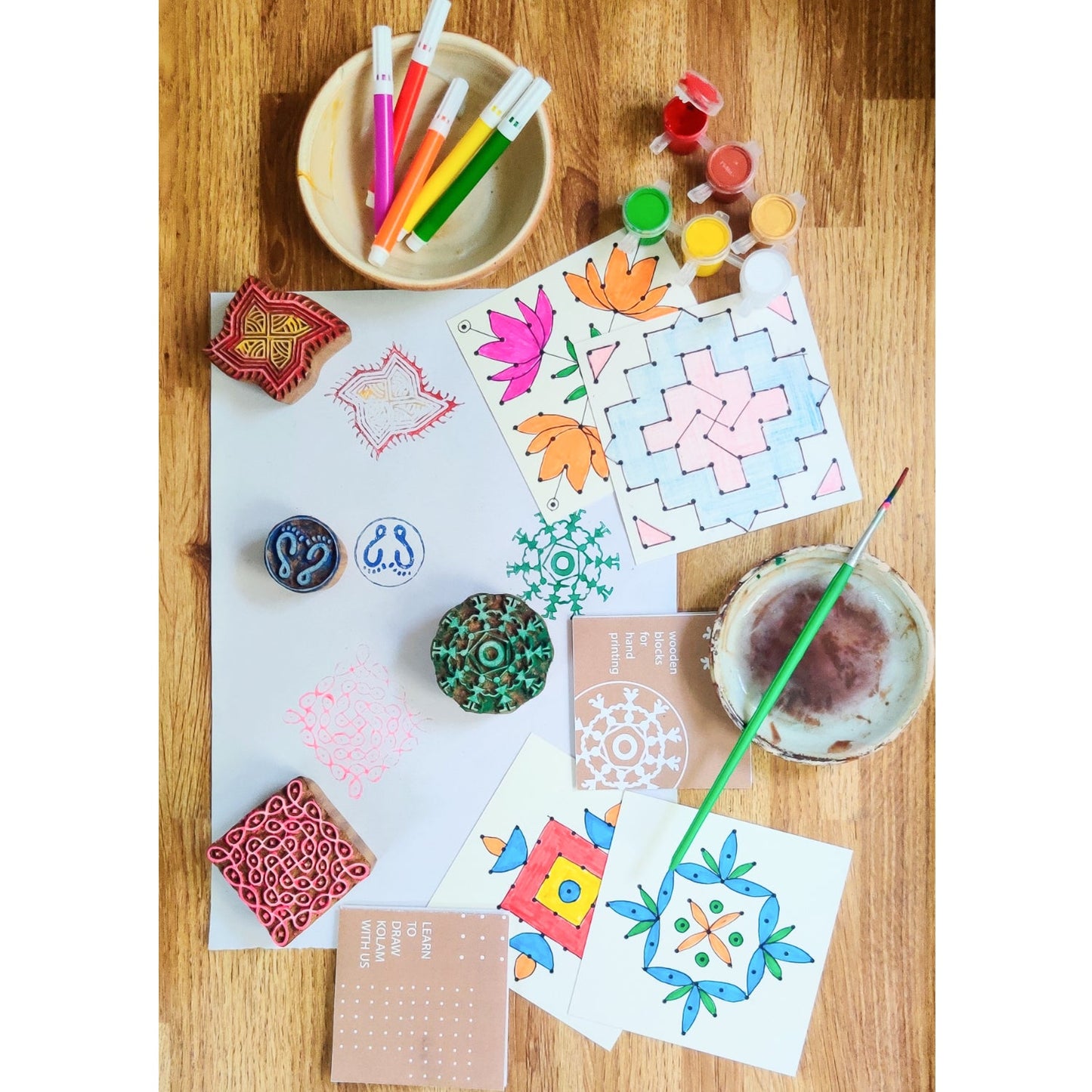 DIY Wooden Block Printing Craft kit Rangoli