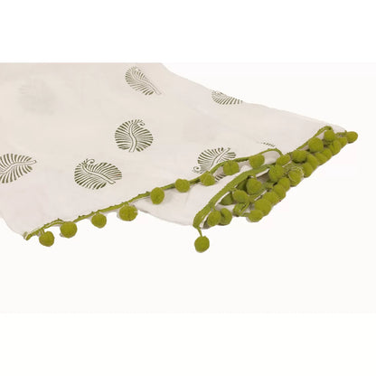 DIY Block Print Your Own Dupatta kit Green Leaf