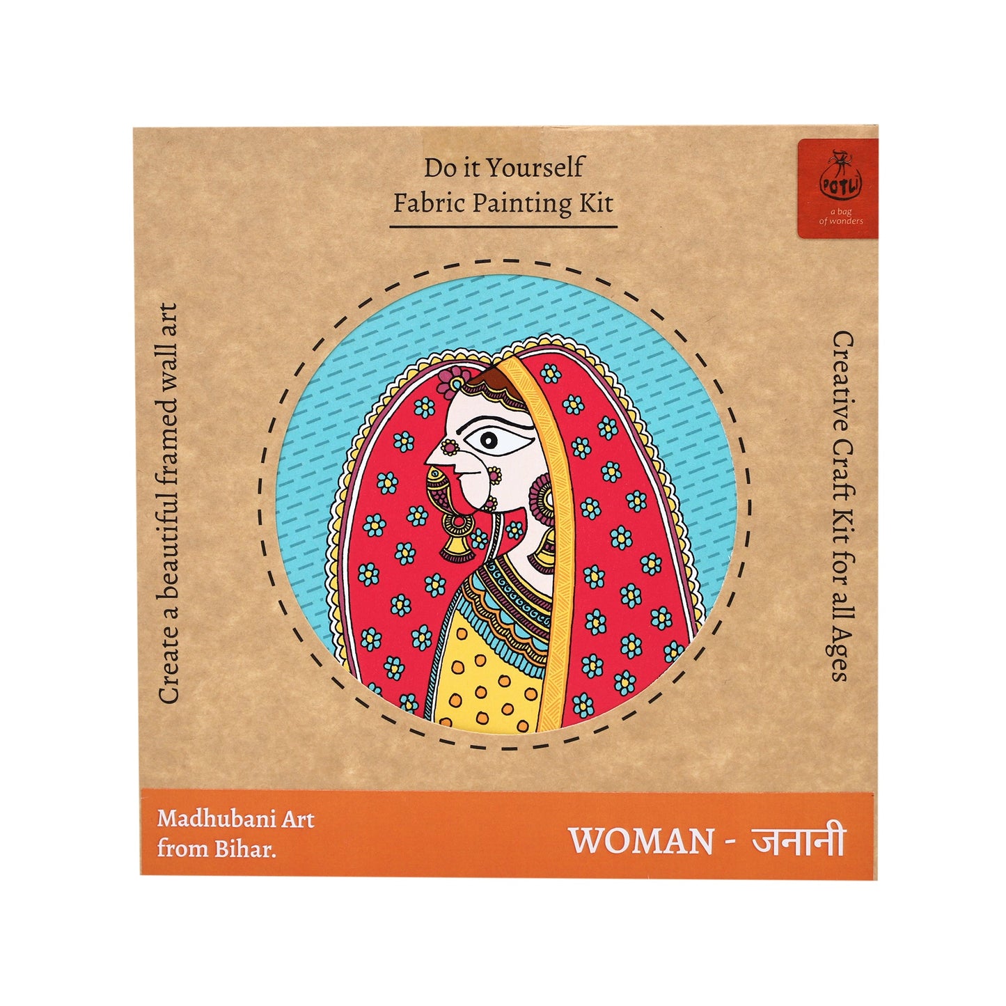 DIY Wall Art Fabric Painting kit Madhubani Woman