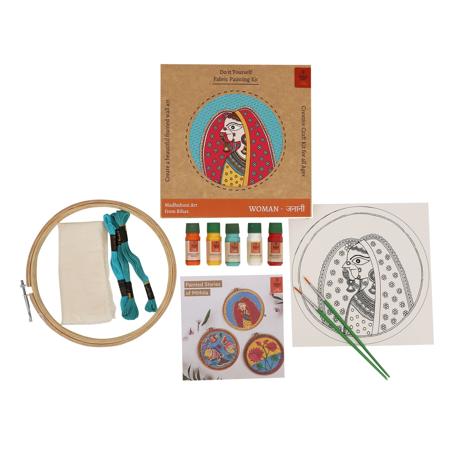 DIY Wall Art Fabric Painting kit Madhubani Woman