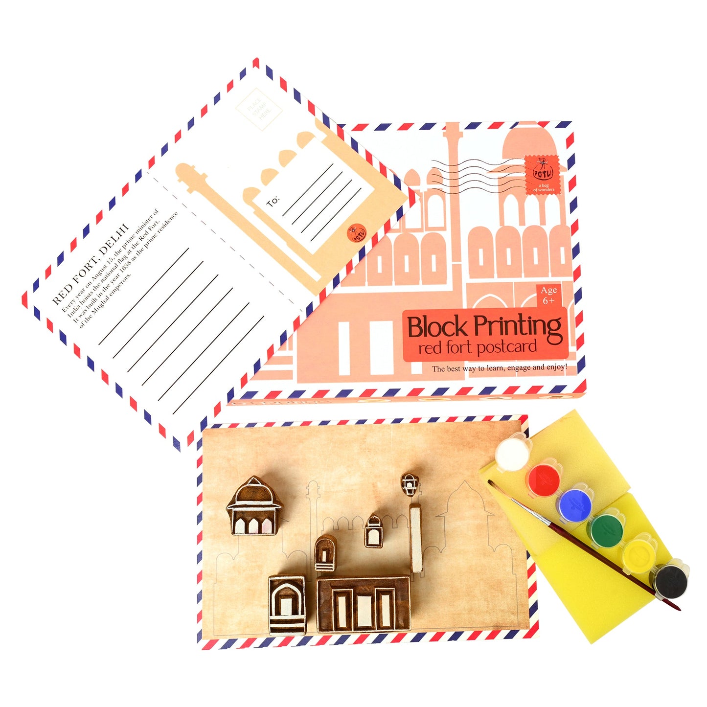 DIY Wooden Block Printing Craft kit Monuments of India - Red Fort