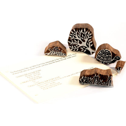 DIY Wooden Block Printing Craft kit Print your own Panchtantra Story book Turtle & hare