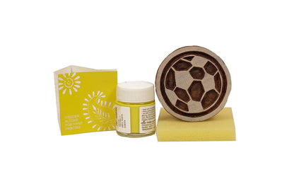 DIY Cotton Tshirt Block Printing kit Yellow Football